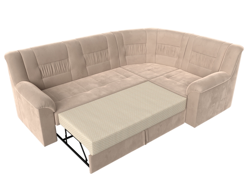 Диван угловой Карелия правый угол, Велюр, SEVEN 729 бежевый