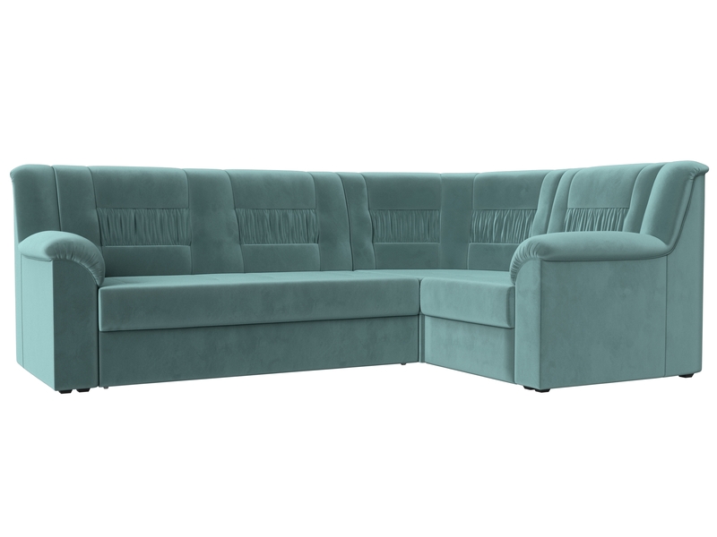 Диван угловой Карелия правый угол, Велюр, SEVEN 113 бирюзовый