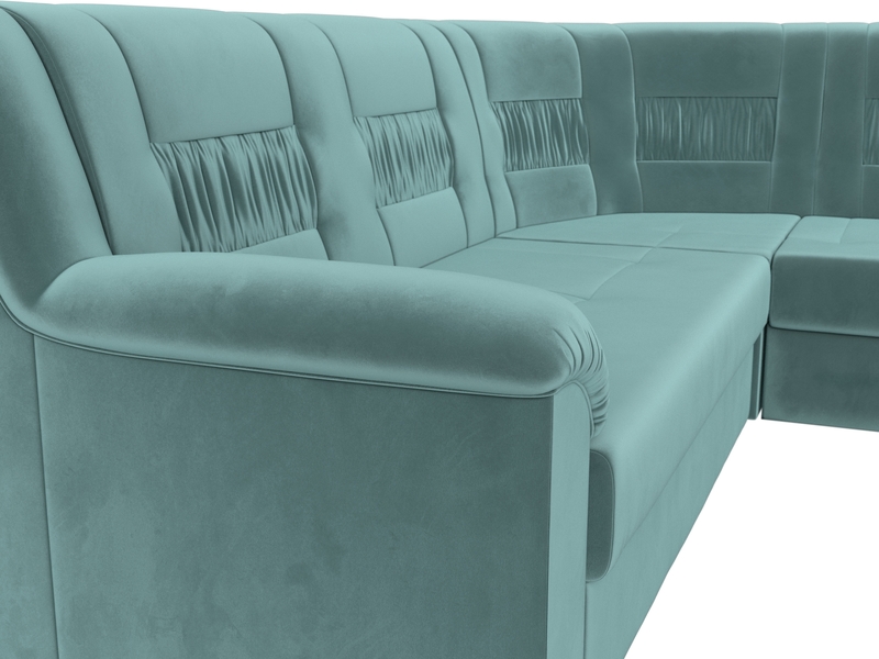 Диван угловой Карелия правый угол, Велюр, SEVEN 113 бирюзовый