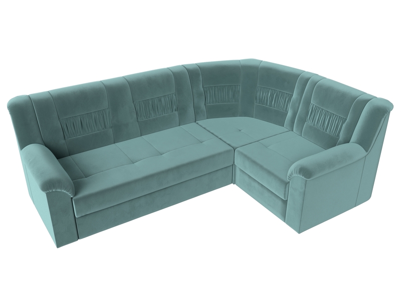 Диван угловой Карелия правый угол, Велюр, SEVEN 113 бирюзовый
