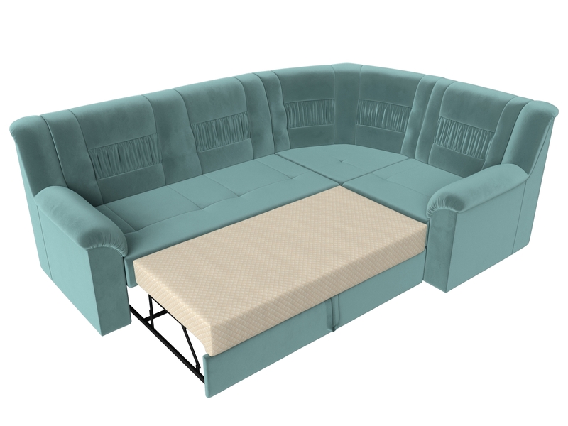 Диван угловой Карелия правый угол, Велюр, SEVEN 113 бирюзовый