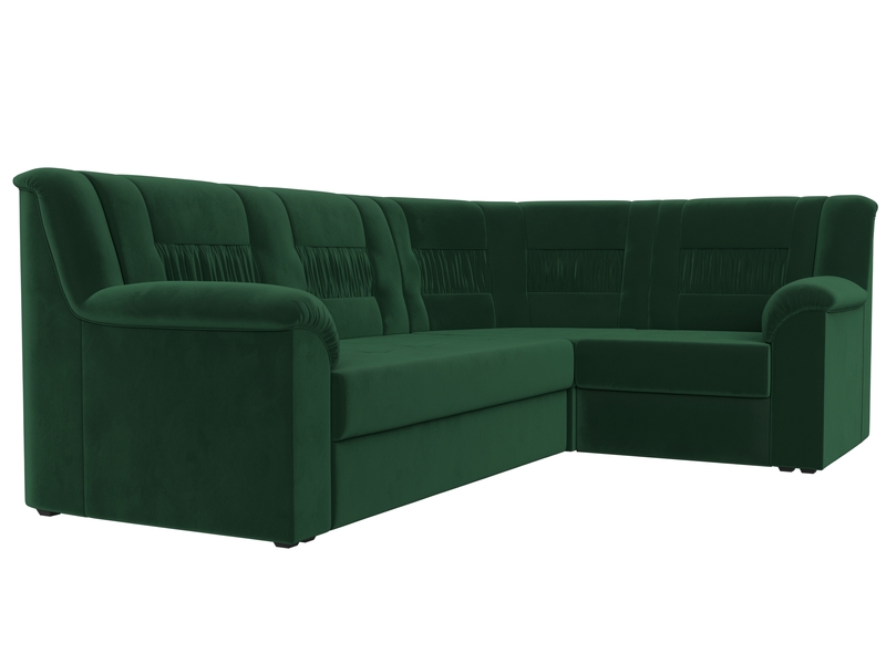 Диван угловой Карелия правый угол, Велюр, SEVEN 626 зеленый