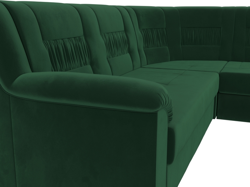 Диван угловой Карелия правый угол, Велюр, SEVEN 626 зеленый