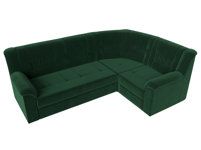 Диван угловой Карелия правый угол, Велюр, SEVEN 626 зеленый