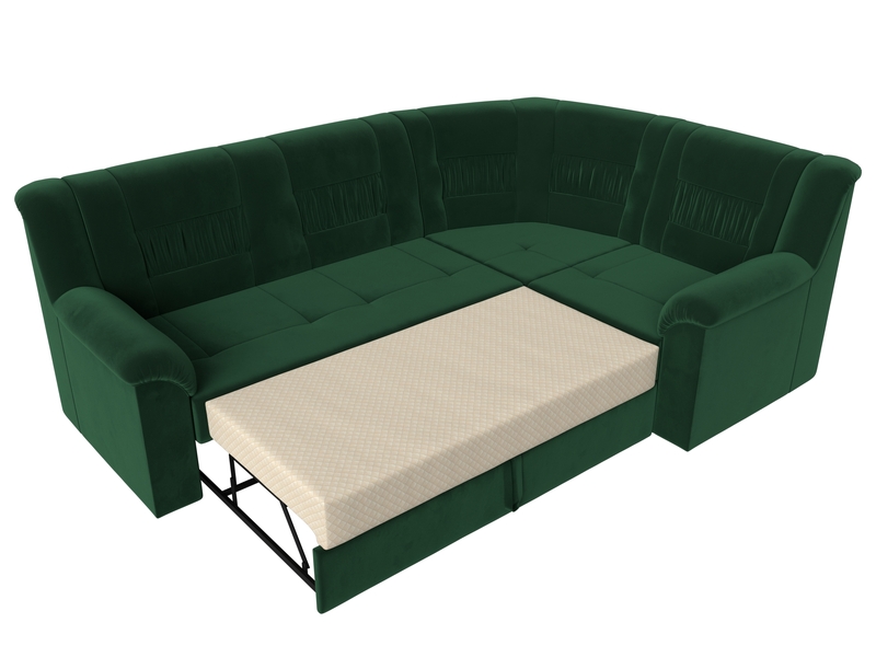 Диван угловой Карелия правый угол, Велюр, SEVEN 626 зеленый
