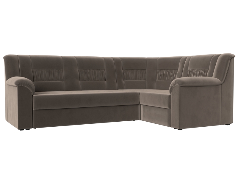 Диван угловой Карелия правый угол, Велюр, SEVEN 727 коричневый