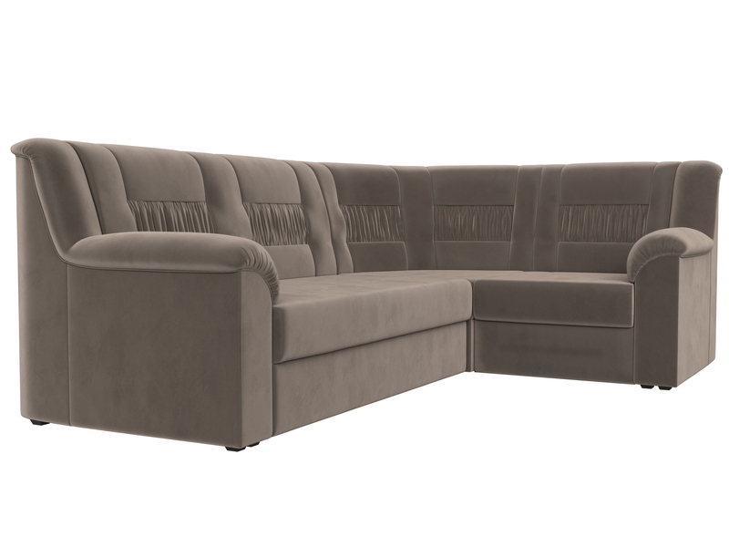 Диван угловой Карелия правый угол, Велюр, SEVEN 727 коричневый