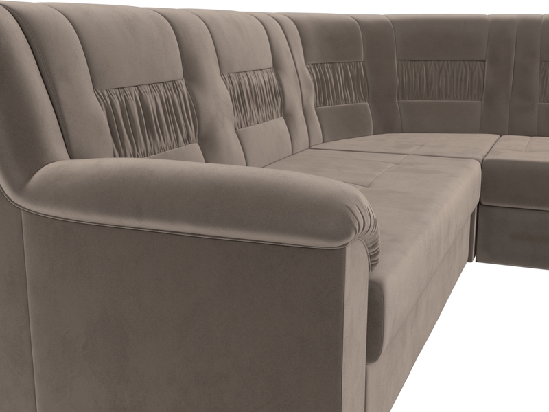 Диван угловой Карелия правый угол, Велюр, SEVEN 727 коричневый