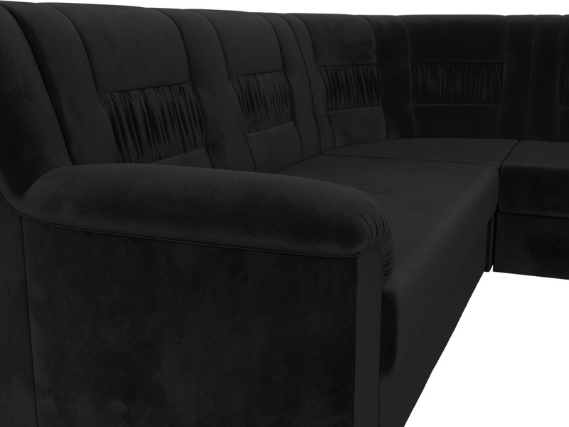 Диван угловой Карелия правый угол, Велюр, SEVEN 35 черный