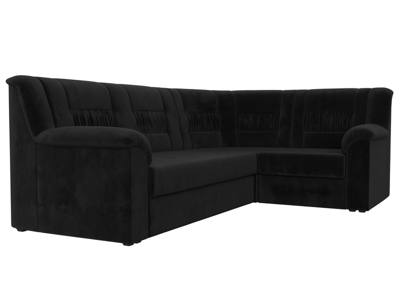 Диван угловой Карелия правый угол, Велюр, SEVEN 35 черный