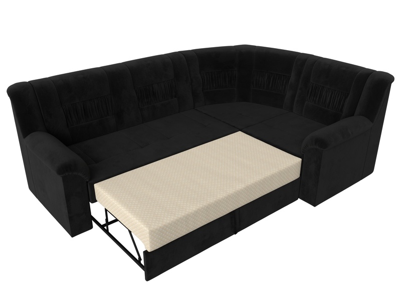 Диван угловой Карелия правый угол, Велюр, SEVEN 35 черный