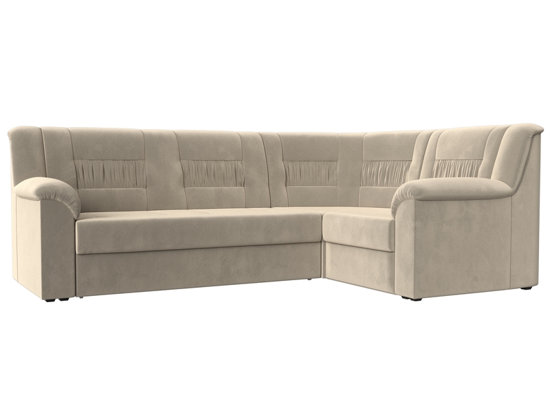 Диван угловой Карелия правый угол, Микровельвет, Бежевый