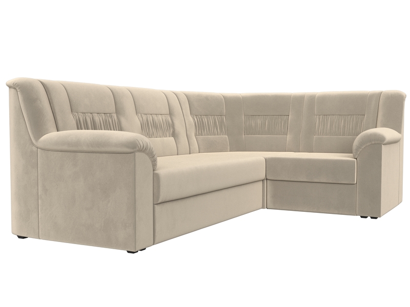 Диван угловой Карелия правый угол, Микровельвет, Бежевый