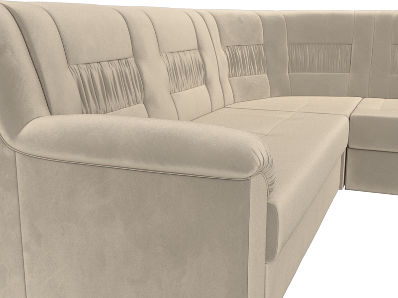 Диван угловой Карелия правый угол, Микровельвет, Бежевый