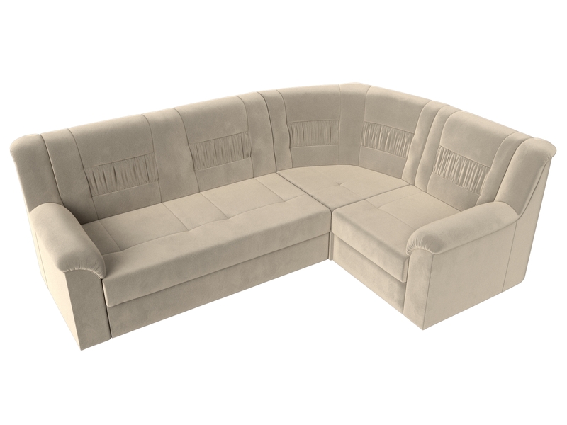 Диван угловой Карелия правый угол, Микровельвет, Бежевый