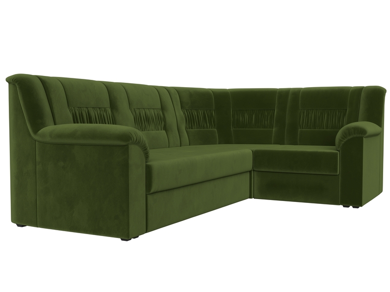 Диван угловой Карелия правый угол, Микровельвет, Зеленый