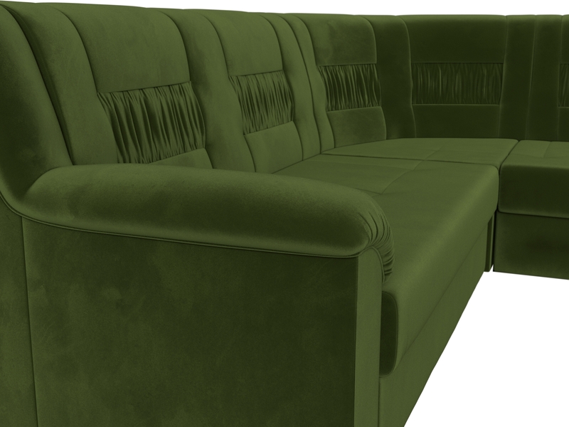 Диван угловой Карелия правый угол, Микровельвет, Зеленый