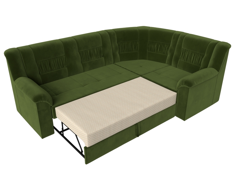 Диван угловой Карелия правый угол, Микровельвет, Зеленый