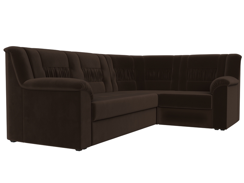 Диван угловой Карелия правый угол, Микровельвет, Коричневый
