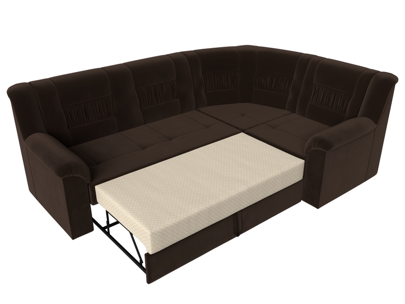 Диван угловой Карелия правый угол, Микровельвет, Коричневый