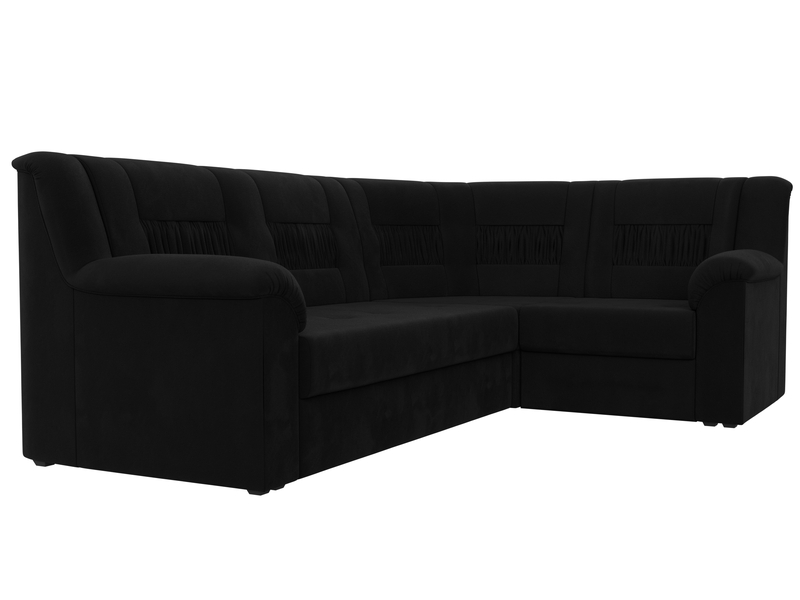 Диван угловой Карелия правый угол, Микровельвет, Черный