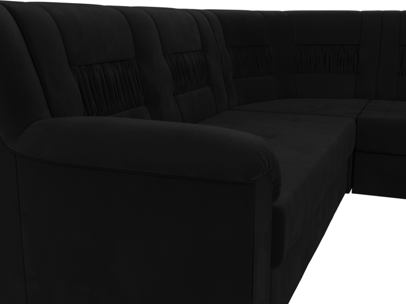 Диван угловой Карелия правый угол, Микровельвет, Черный