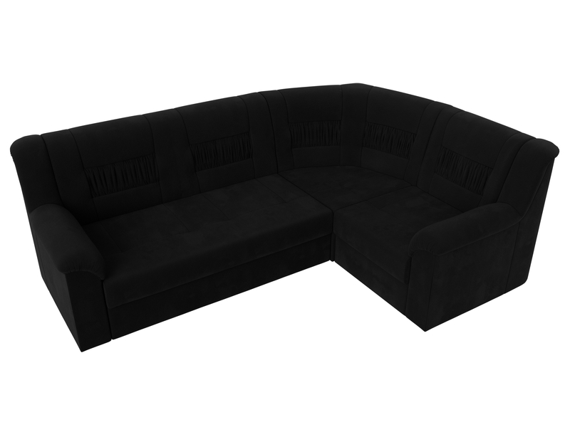 Диван угловой Карелия правый угол, Микровельвет, Черный
