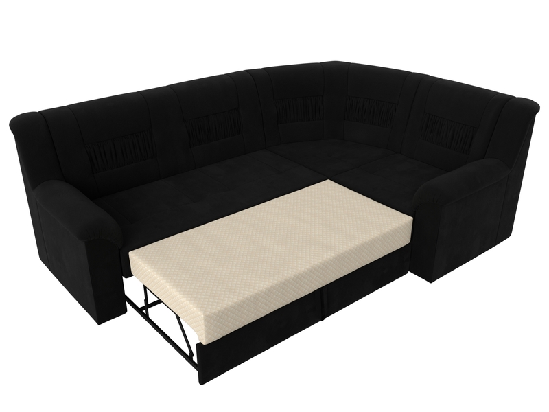 Диван угловой Карелия правый угол, Микровельвет, Черный