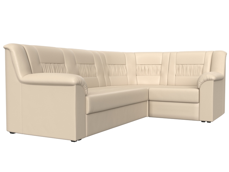 Диван угловой Карелия правый угол, Экокожа, Бежевый