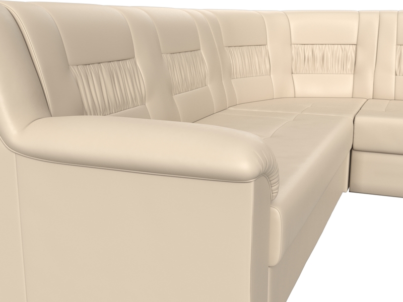 Диван угловой Карелия правый угол, Экокожа, Бежевый