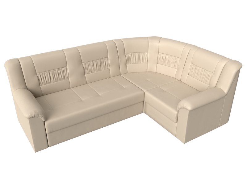 Диван угловой Карелия правый угол, Экокожа, Бежевый