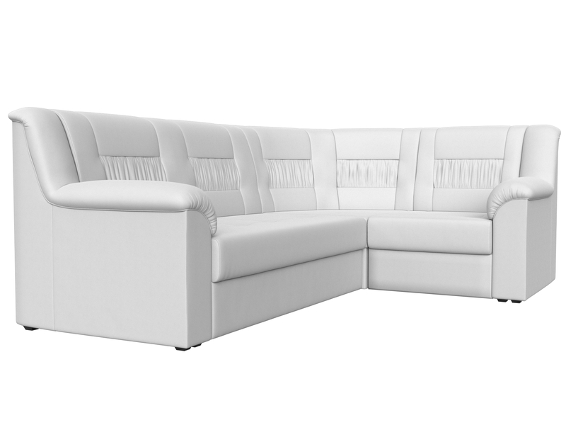 Диван угловой Карелия правый угол, Экокожа, Белый