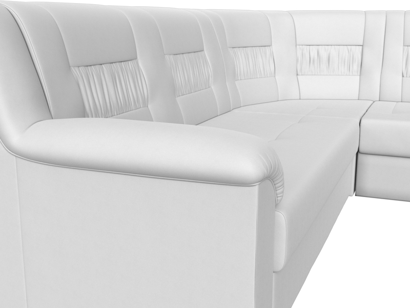 Диван угловой Карелия правый угол, Экокожа, Белый