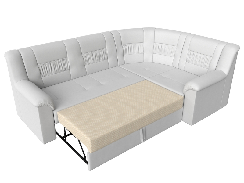 Диван угловой Карелия правый угол, Экокожа, Белый
