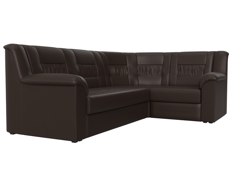 Диван угловой Карелия правый угол, Экокожа, Коричневый