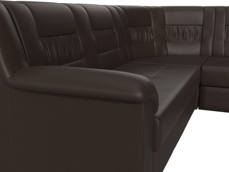 Диван угловой Карелия правый угол, Экокожа, Коричневый