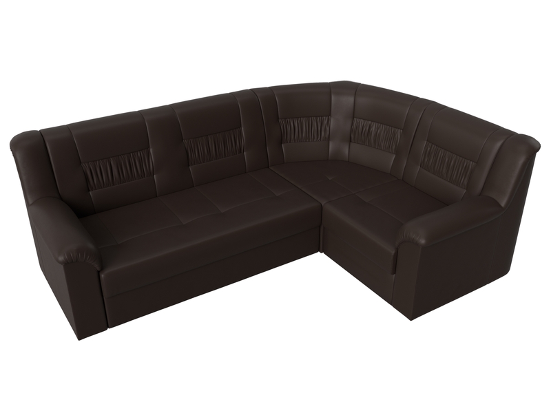 Диван угловой Карелия правый угол, Экокожа, Коричневый