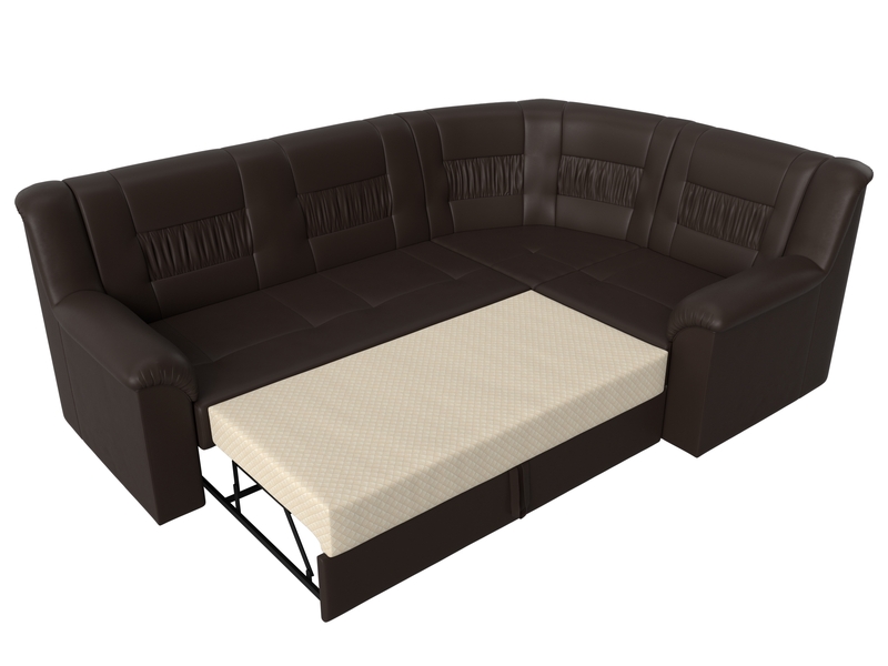 Диван угловой Карелия правый угол, Экокожа, Коричневый