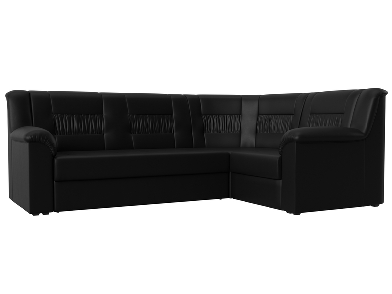 Диван угловой Карелия правый угол, Экокожа, Черный