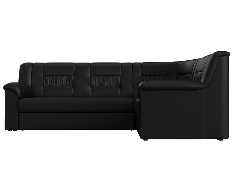 Диван угловой Карелия правый угол, Экокожа, Черный