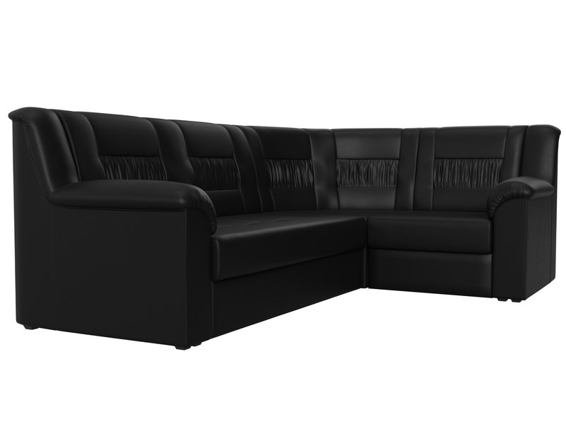 Диван угловой Карелия правый угол, Экокожа, Черный