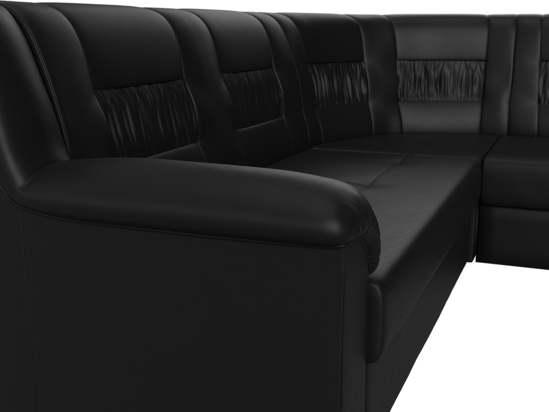 Диван угловой Карелия правый угол, Экокожа, Черный