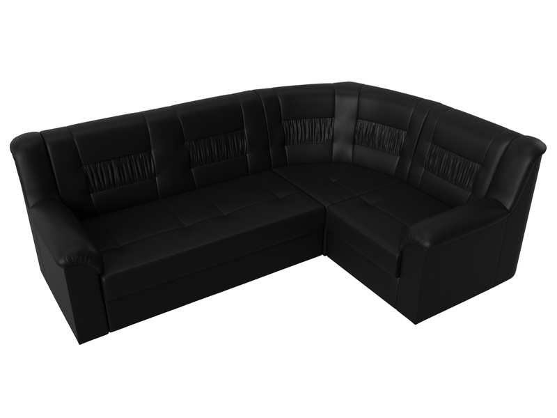 Диван угловой Карелия правый угол, Экокожа, Черный