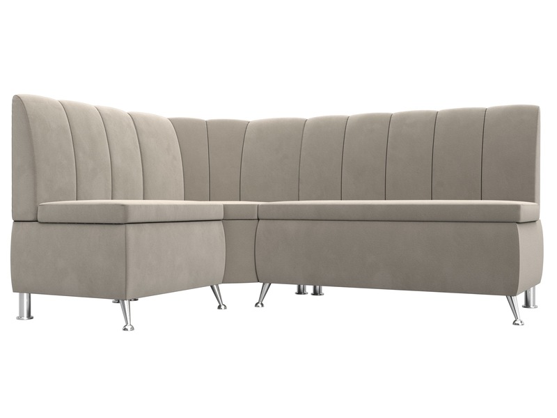 Диван кухонный угловой Кантри левый угол, Микровельвет, Бежевый