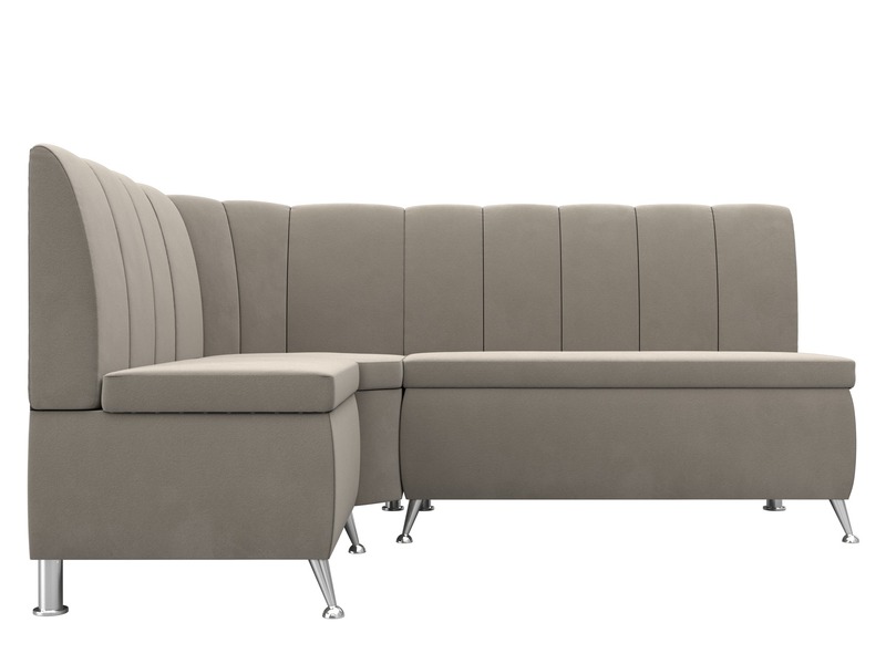 Диван кухонный угловой Кантри левый угол, Микровельвет, Бежевый