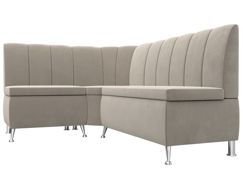 Диван кухонный угловой Кантри левый угол, Микровельвет, Бежевый