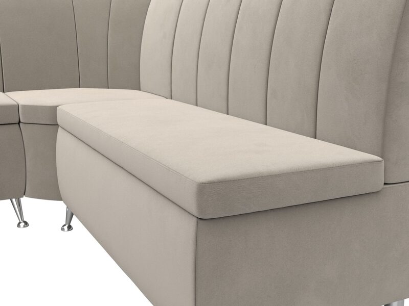 Диван кухонный угловой Кантри левый угол, Микровельвет, Бежевый