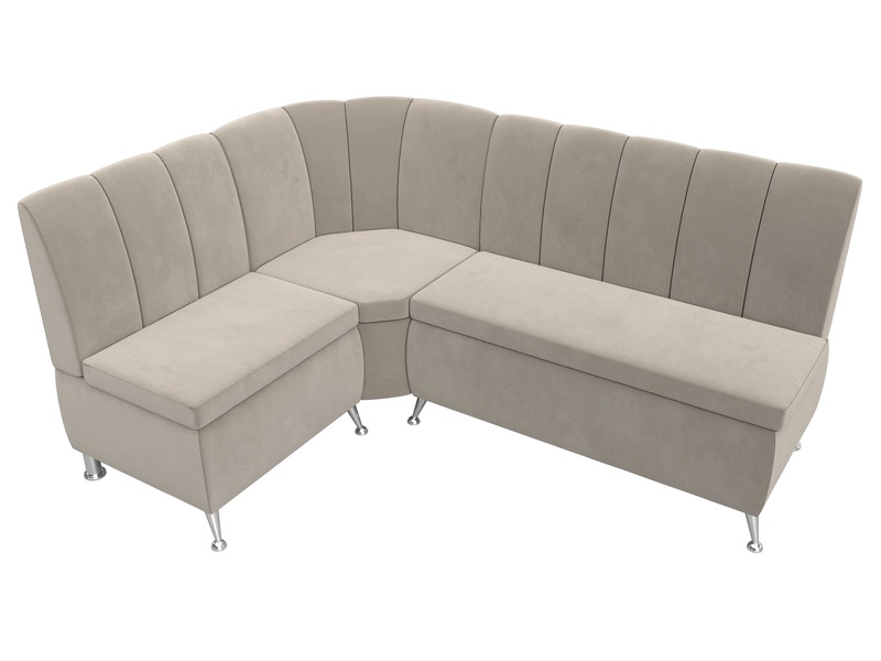 Диван кухонный угловой Кантри левый угол, Микровельвет, Бежевый