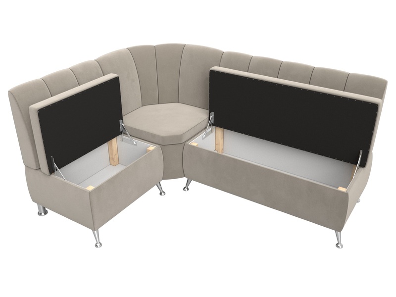 Диван кухонный угловой Кантри левый угол, Микровельвет, Бежевый