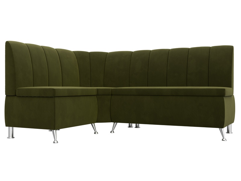 Диван кухонный угловой Кантри левый угол, Микровельвет, Зеленый